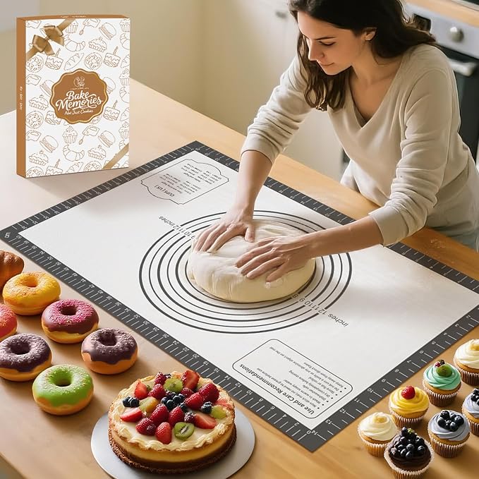 Silicone Baking Mat with Measurement, Non Stick Silicone Pastry Mat by MimekitchenKitchenHelper