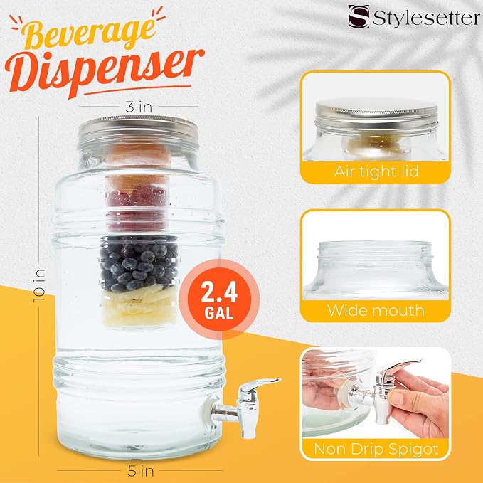 Style Setter Glass Drink Dispenser - Image 6
