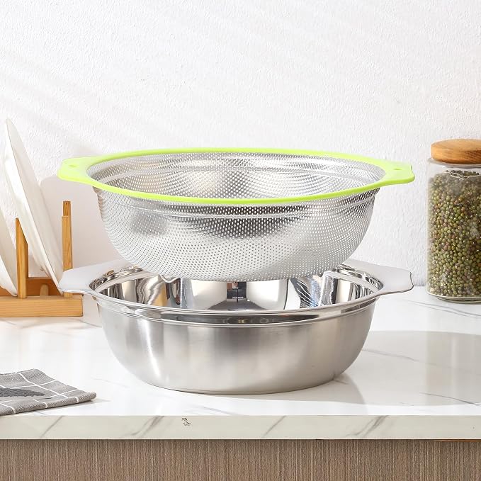 Colander Stainless Steel Microporous, 5QT Large Capacity Rice Washer - Image 7
