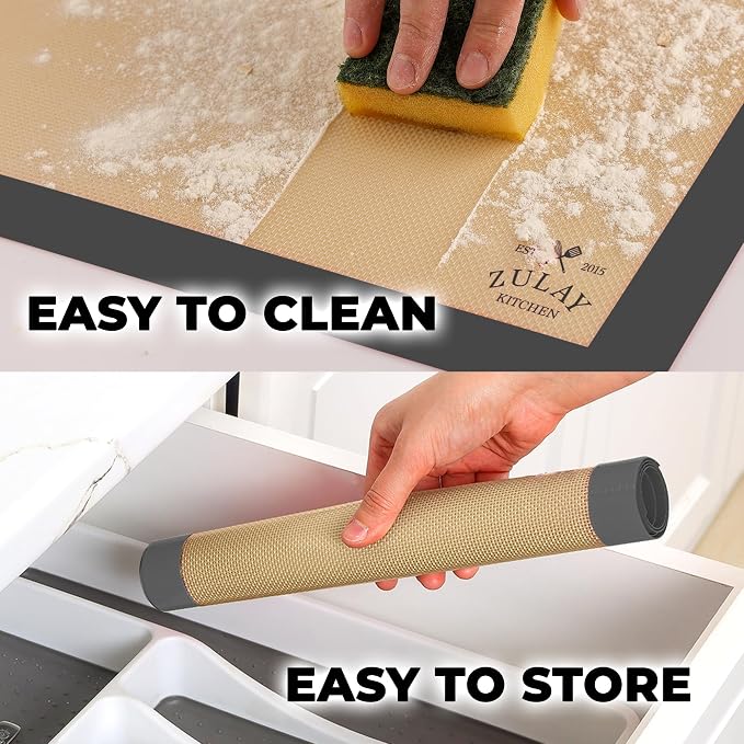 Zulay Kitchen Silicone Baking Mat Set – 2-Pack 16.5″ × 11.6″ Reusable Non-Stick - Image 3