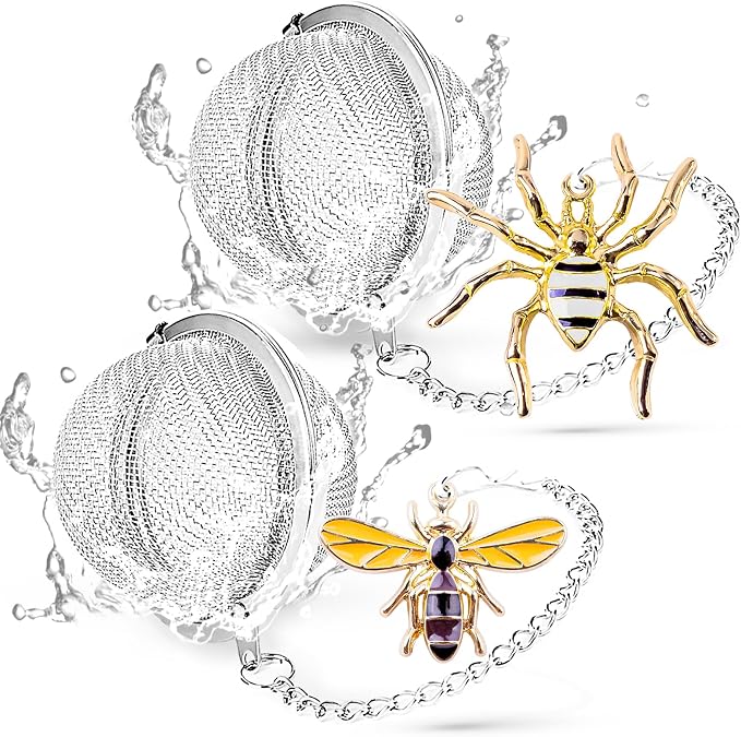 Tea Infuser 2 pcs TeaSanavie Tea Strainer Handmade Honey Bee & Spider Loose by TeaSanavie