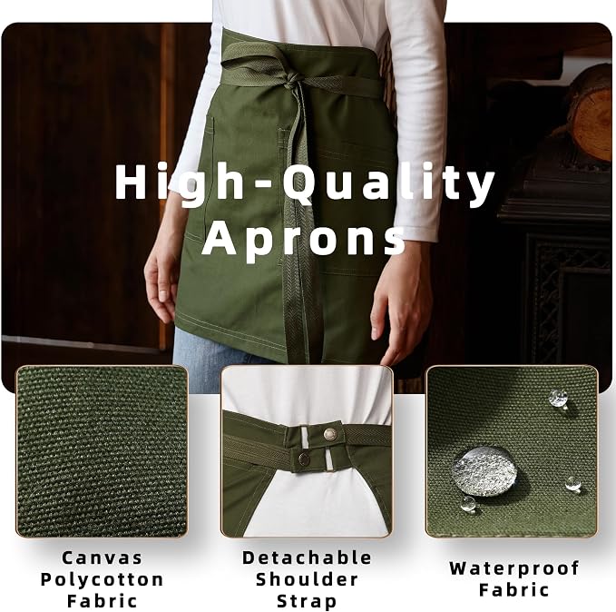 Unisex Waist Apron Half Bistro Apron Server Aprons - Image 3