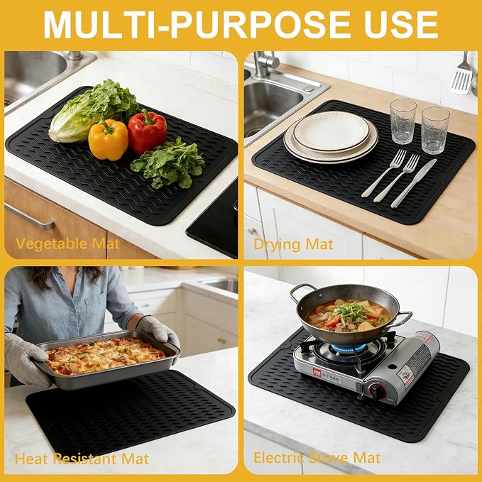 Silicone Dish Drying Mat for Kitchen Counter Eco-Friendly Fast Dry Dish Mat - Image 6