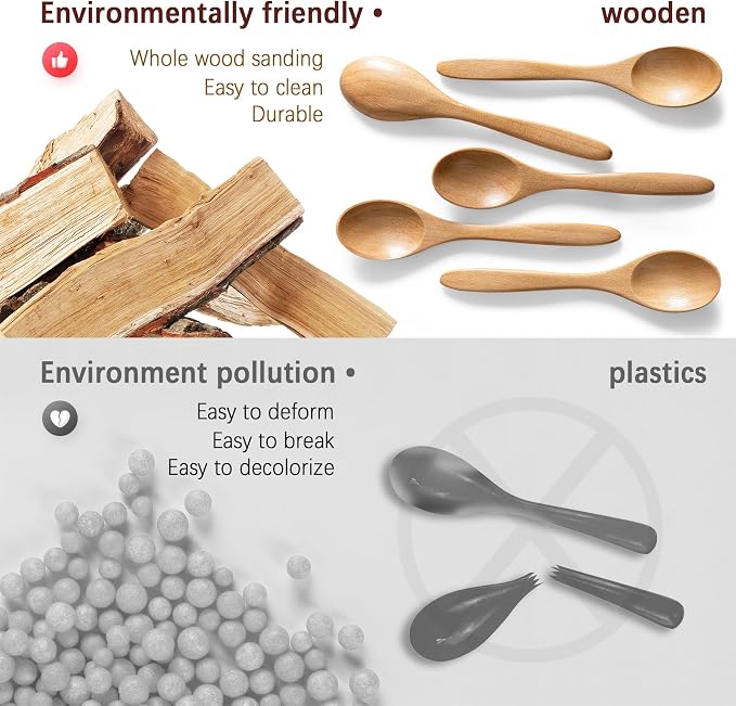 7 PCS Small Wooden Spoons, 5.8 Inch Honey Spoons - Image 4