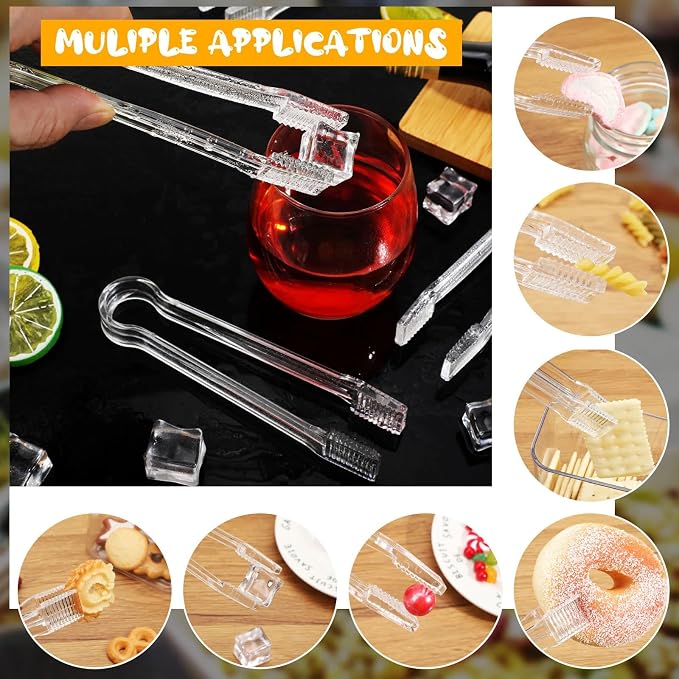 Nuogo 48 Pcs Plastic Buffet Serving Tongs 6.3 Inch One-off Clear Kitchen Tongs - Image 6