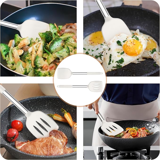 TeamFar Kitchen Utensils, for Nonstick Cookware Frying/Flipping/Draining - Image 5