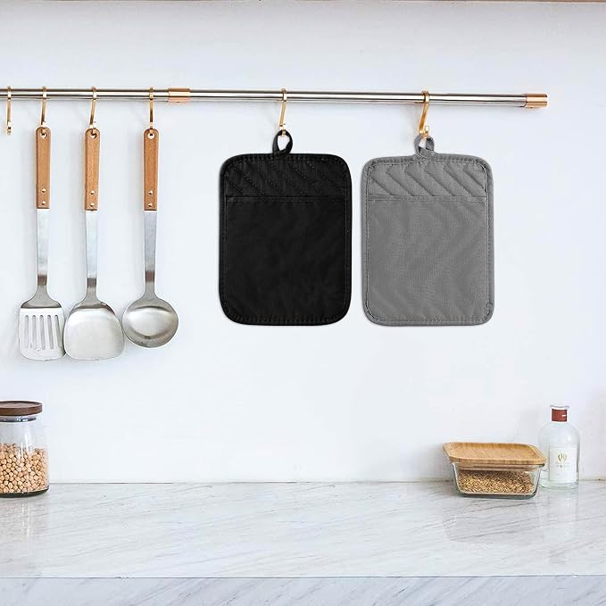 GROBRO7 5Pack Pot Holders for Kitchen Heat Resistant Cotton Potholder - Image 4