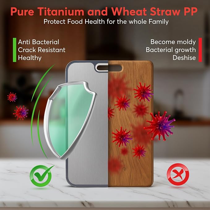 3 in 1 Titanium Cutting Board for Kitchen – Large 16”×11” Double-Sided Food - Image 3