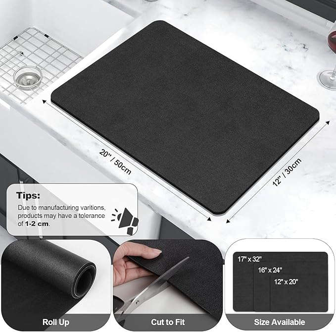 Findosom Dish Drying Mat, Cuttable Drying Mat - Image 2