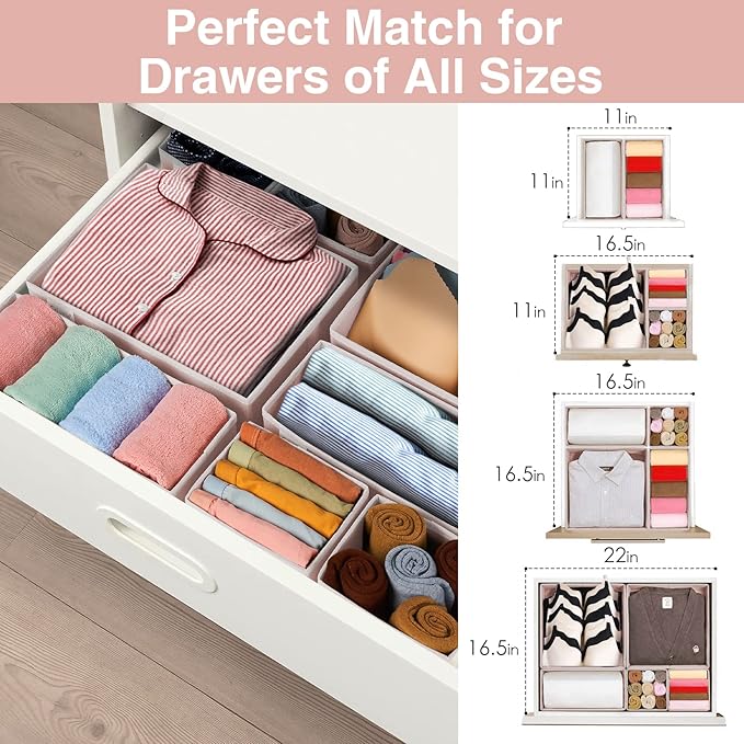 Criusia 8 Pack Underwear Drawer Organizer, Drawer Organizer Clothes, Foldable - Image 5