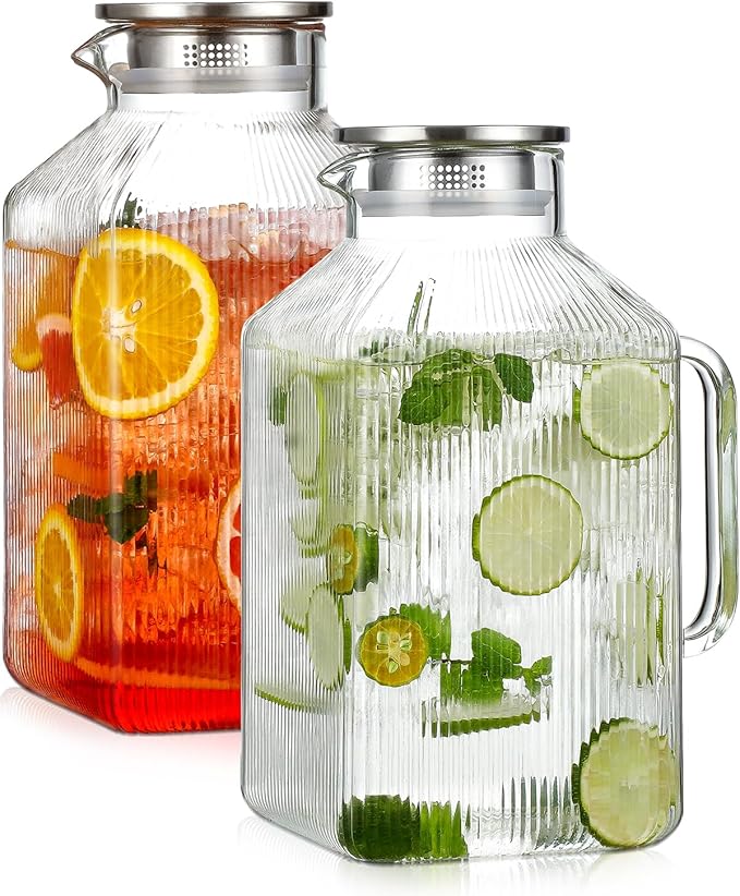 2 Pack 1 Gallon thickened Square Glass Pitcher by Unknown
