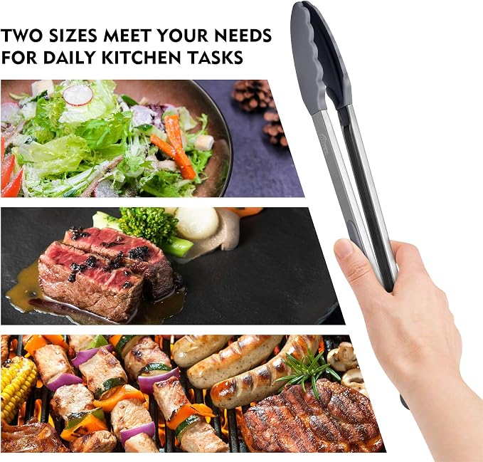 HOTEC Premium Stainless Steel Locking Kitchen Tongs - Image 6