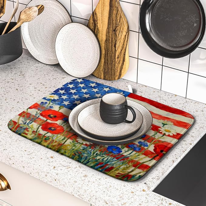 Patriotic American Flag Dish Drying Mat - Image 5