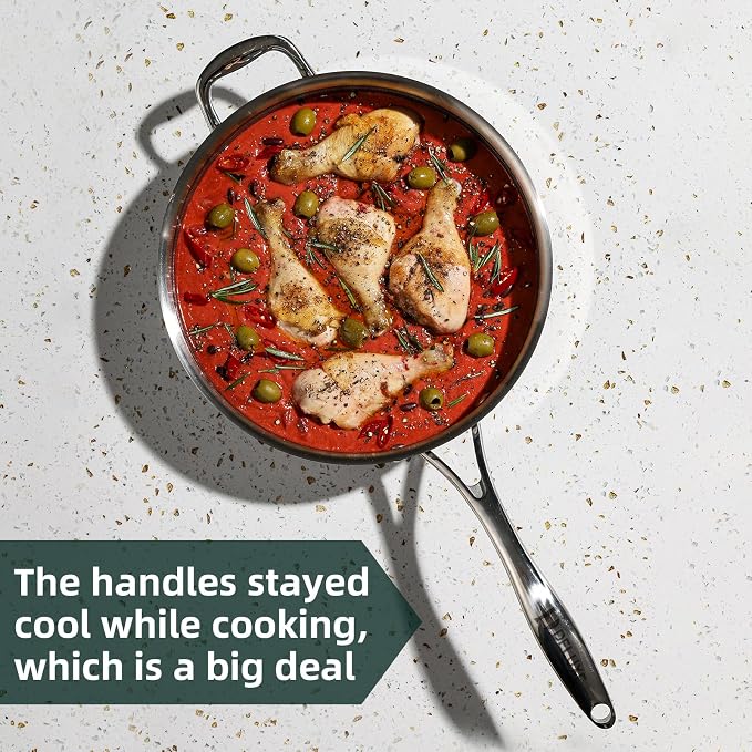 Deluxe 13 Piece Hybrid Ceramic Nonstick Stainless Steel Cookware Set-5 Piece - Image 8