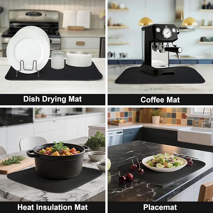Black Dish Drying Mat XXL 17”x24” – Absorbent Kitchen Drying Mat - Image 5