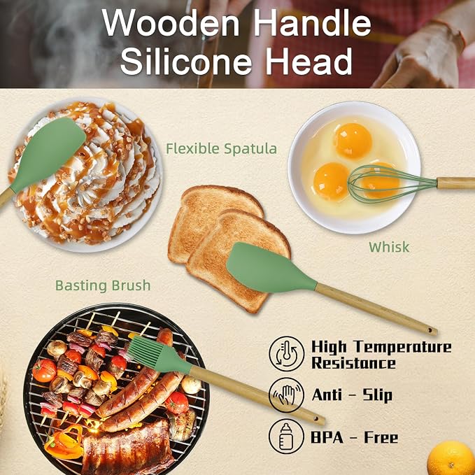 MYKUJA Silicone Cooking Utensils Set, Heat Resistant Kitchen Utensils Set - Image 6