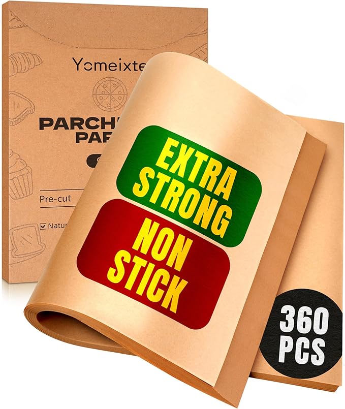 360 Parchment Paper Sheets 12x16 Inch | Natural Brown Precut Unbleached Baking by Yomeixte