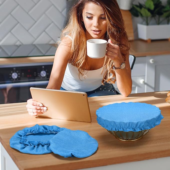 Patelai 10 Pcs Bowl Covers Reusable in 5 Size Stretch Cloth Fabric Elastic Food - Image 4