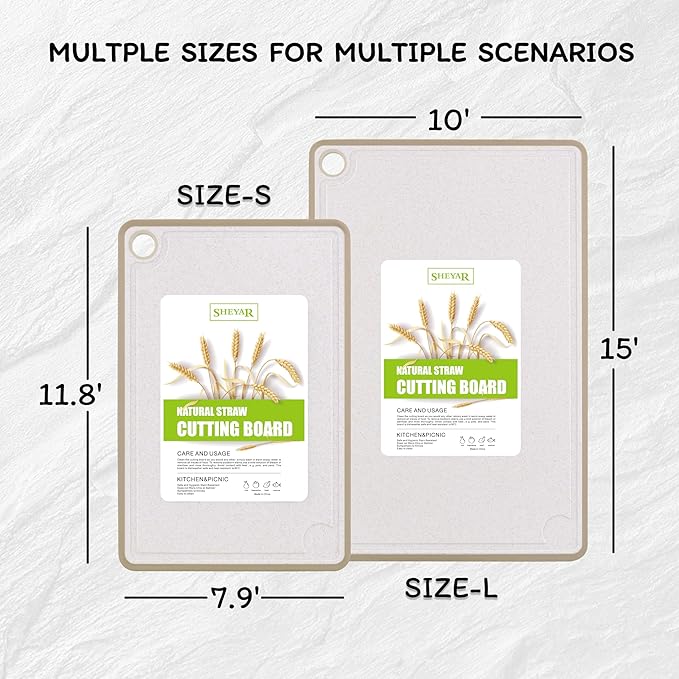 Cutting Board for Kitchen, Wheat Straw Fiber Cutting Board, Dish Washer Safe - Image 3