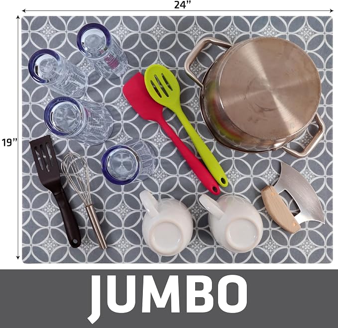 Drymate Jumbo XL Dish Drying Mat, Low-Profile, Super Absorbent, Quick Dry Fabric - Image 5
