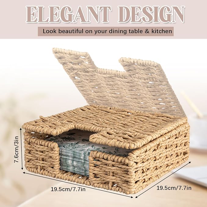 Threehoney Woven Paper Rope Napkin Holder - Image 2