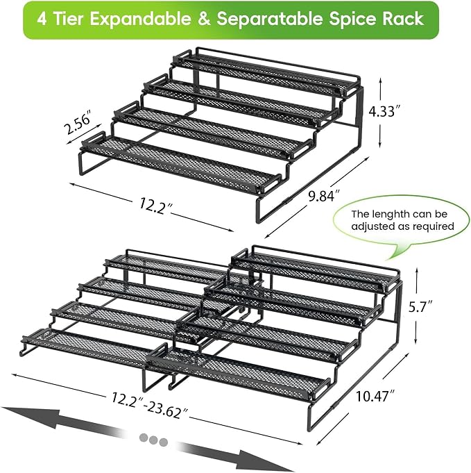 4 Tier Adjustable Spice Rack Organizer - Image 3