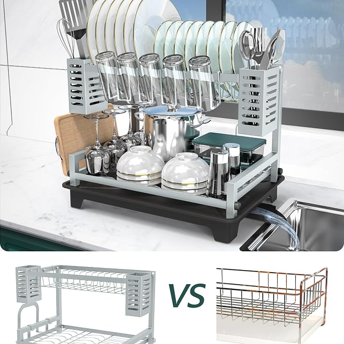 B-Land Dish Drying Rack, 2 Tier Dish Racks - Image 6