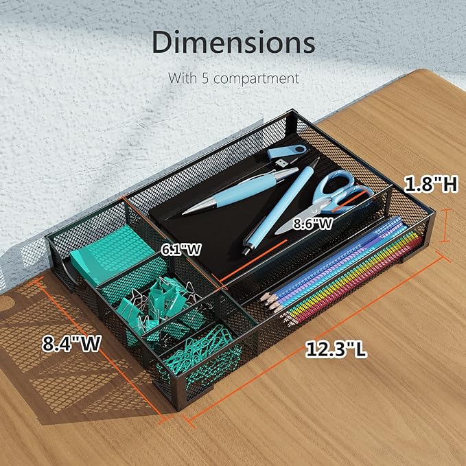 Desk Drawer Organizer, Office Desk Organizer Tray - Image 3
