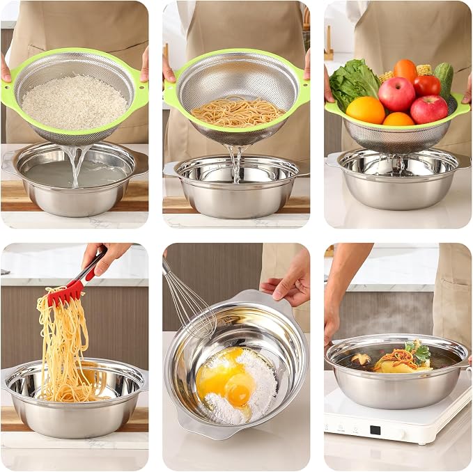 Colander Stainless Steel Microporous, 5QT Large Capacity Rice Washer - Image 8