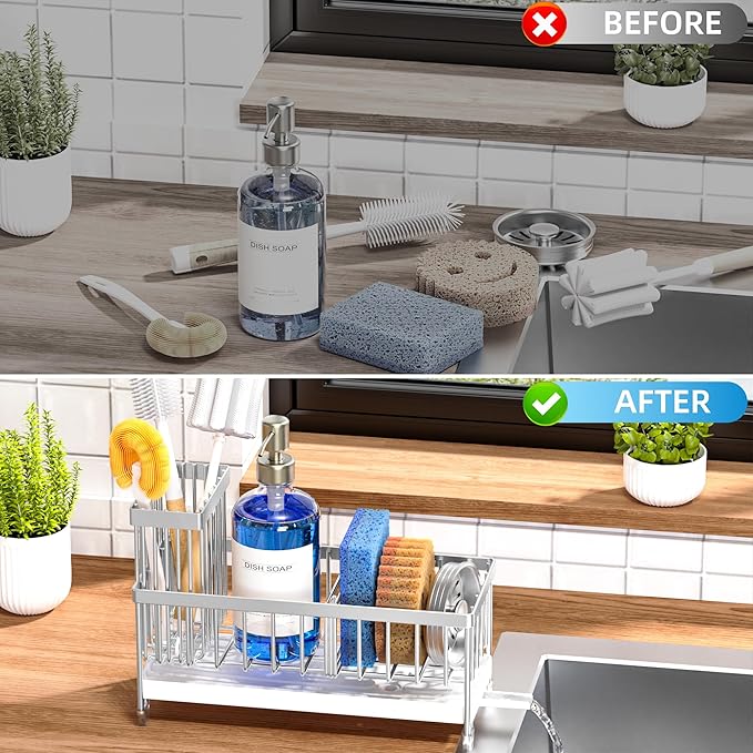 Cisily Sponge Holder for Kitchen Sink, Sink Caddy Organizer - Image 6