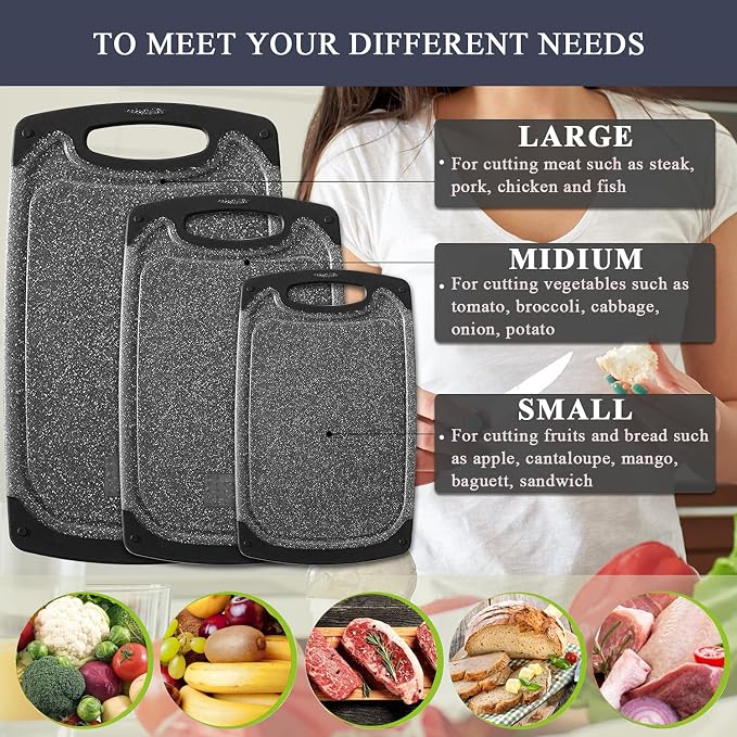 Viretang Plastic Cutting Boards Set of 3 Extra Large - Image 8