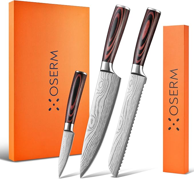 Kitchen Knife Set, Razor Sharp High Carbon Steel Knives Set, Gift Ready Knife by Unknown