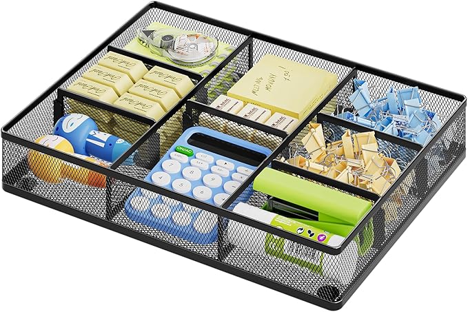 Marbrasse Desk Drawer Organizer, Metal Mesh Drawer Organizer Tray by Marbrasse