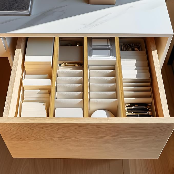 VaeFae 3 Pack Bamboo Drawer Dividers, Expandable Separators - Image 7