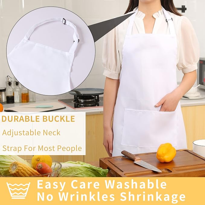 Tosewever 2 Pack Adjustable Bib Apron, Waterdrop Resistant Aprons - Image 4