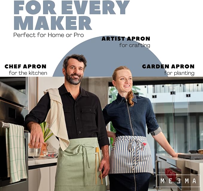 MEEMA Chef Waist Apron Cotton Fabric |Washable & Breathable Waitress & Server - Image 3