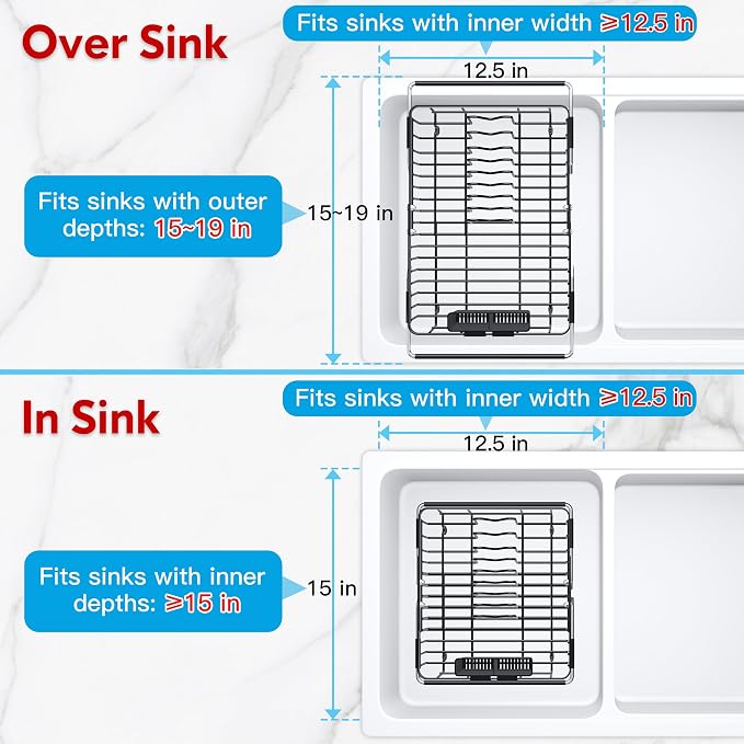 Expandable Stainless Steel Dish Drying Rack Over The Sink - Image 3
