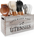 Rustic White Wooden Utensil Holder by Renawe