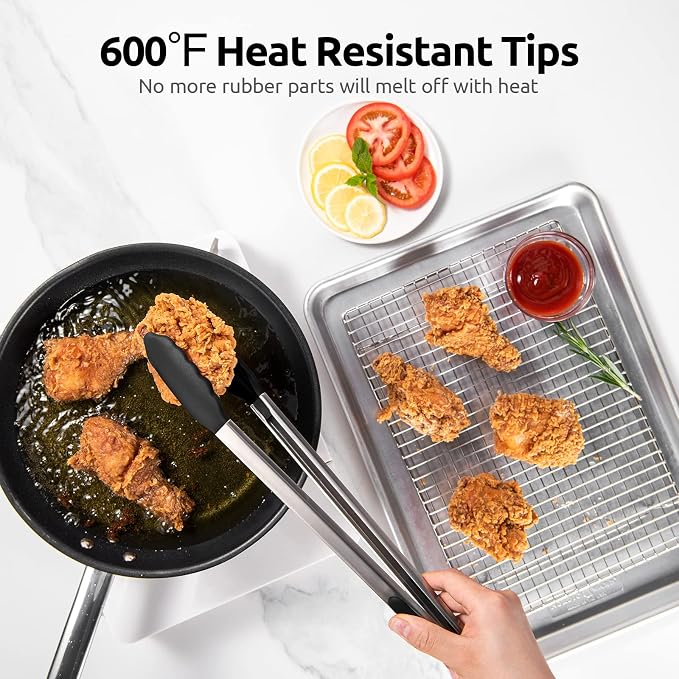 600ºF Heat Resistant Kitchen Tongs: U-Taste 16 inch Extra Long Large Silicone - Image 3