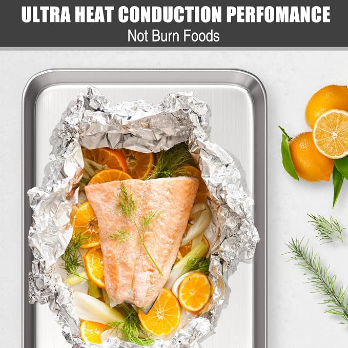 Baking Sheet Cookie Sheet Set of 2, Umite Chef Stainless Steel Baking Pans Tray - Image 7