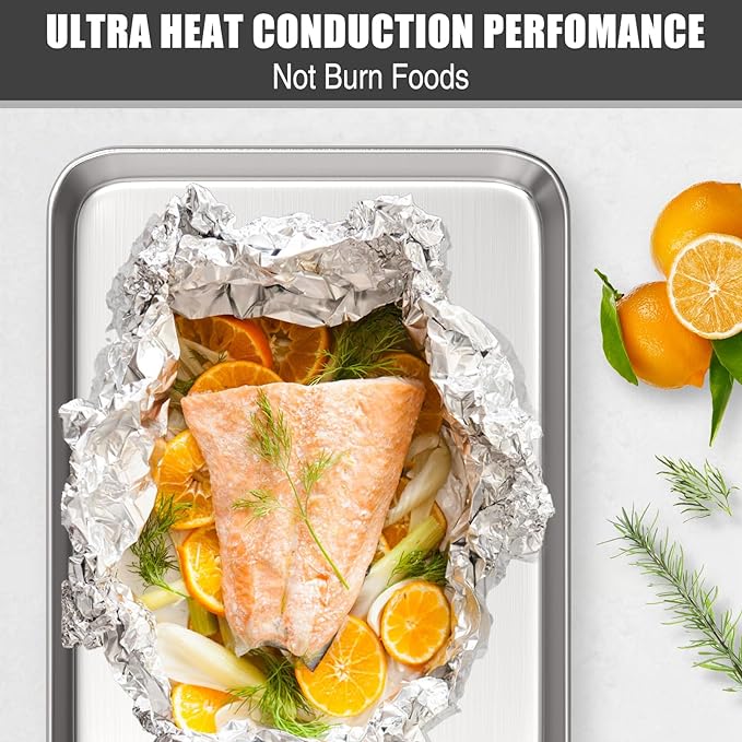 Baking Sheet Cookie Sheet Set of 2, Umite Chef Stainless Steel Baking Pans Tray - Image 7