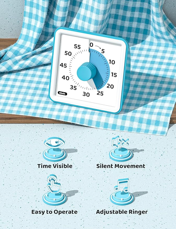 LIORQUE Visual Timer for Kids, 60-Minute Countdown Timers for Classroom Office - Image 6