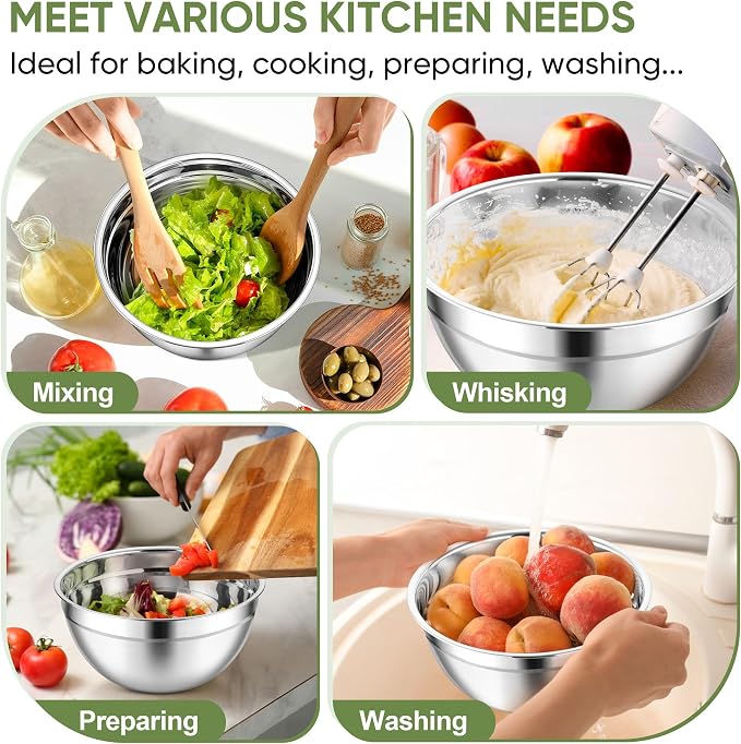TeamFar Mixing Bowls, For Kitchen Mixing/Baking/Storing/Prepping, Visible & - Image 7