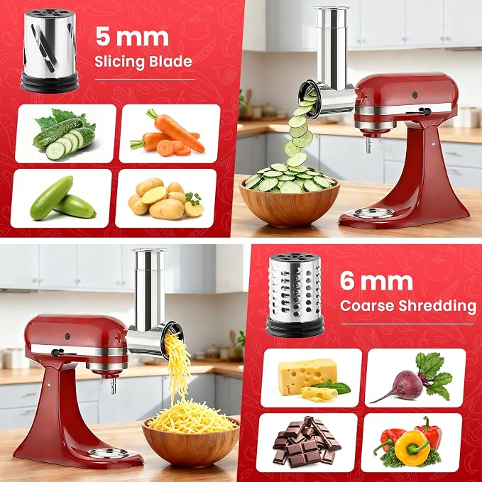KITOART Stainless Steel Slicer Shredder & Cheese Grater Attachment - Image 3
