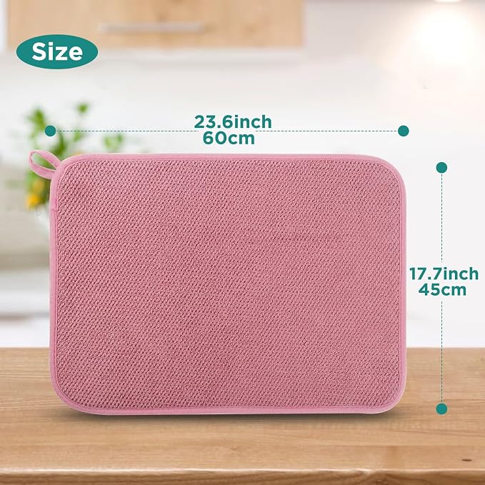 GeeRic Microfiber Dish Drying Mat, Super Absorbent Kitchen Dish Drying Pad - Image 2