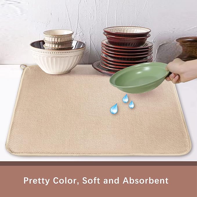 Dish Drying Mats for Kitchen Counter, 2 Pack Dish Drying Pads Dish Rack Mat - Image 4