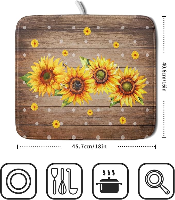 Summer Sunflower Bee Dish Drying Mat - Image 2