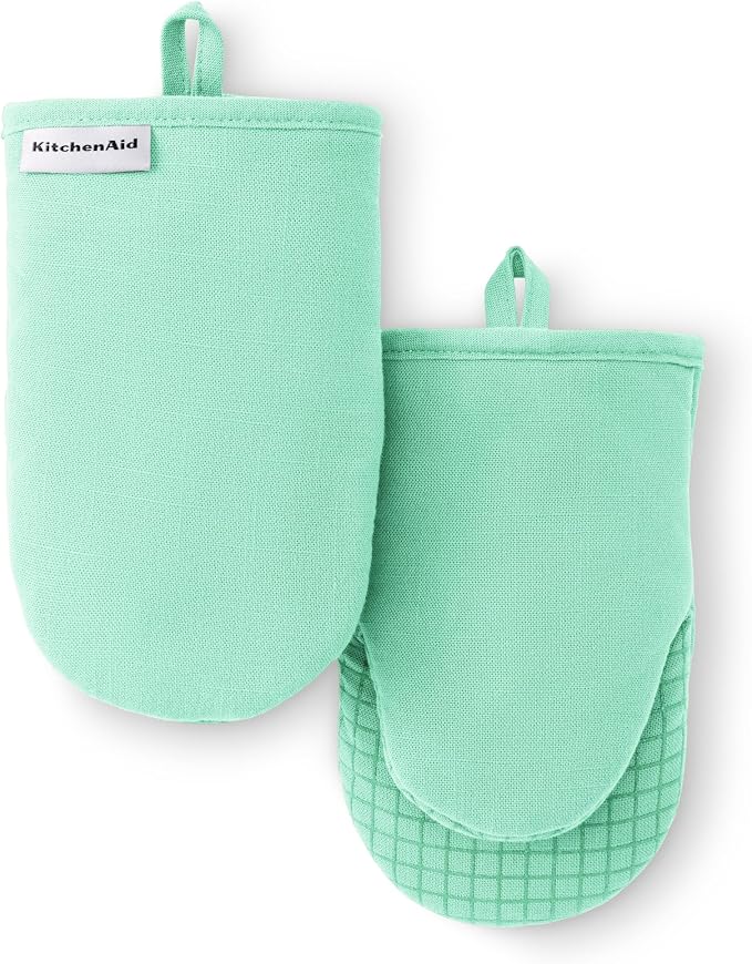 KITCHENAID Gourmet Series Gridlines Mini Oven Mitts 2-Pack Set, Heat Resistant by KitchenAid