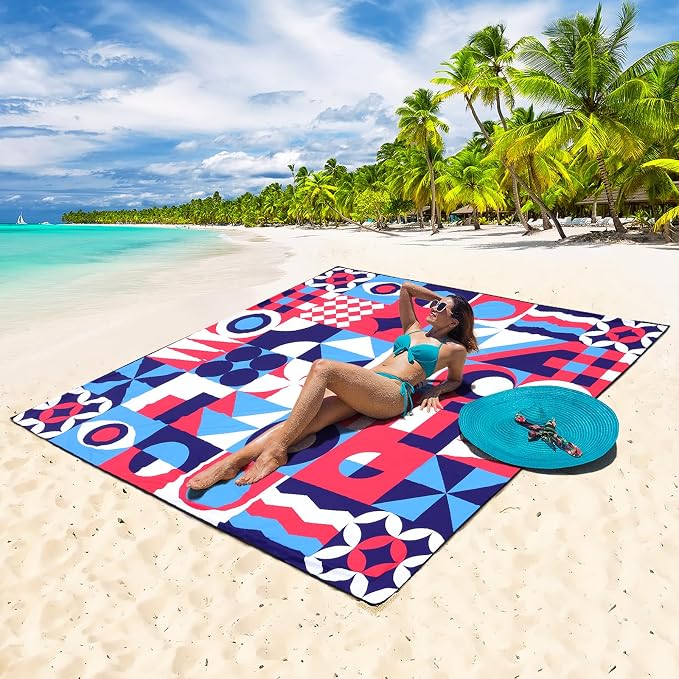 HIHOHO Beach Blanket Waterproof Sandproof Extra Large Beach Mat 79" X - Image 4