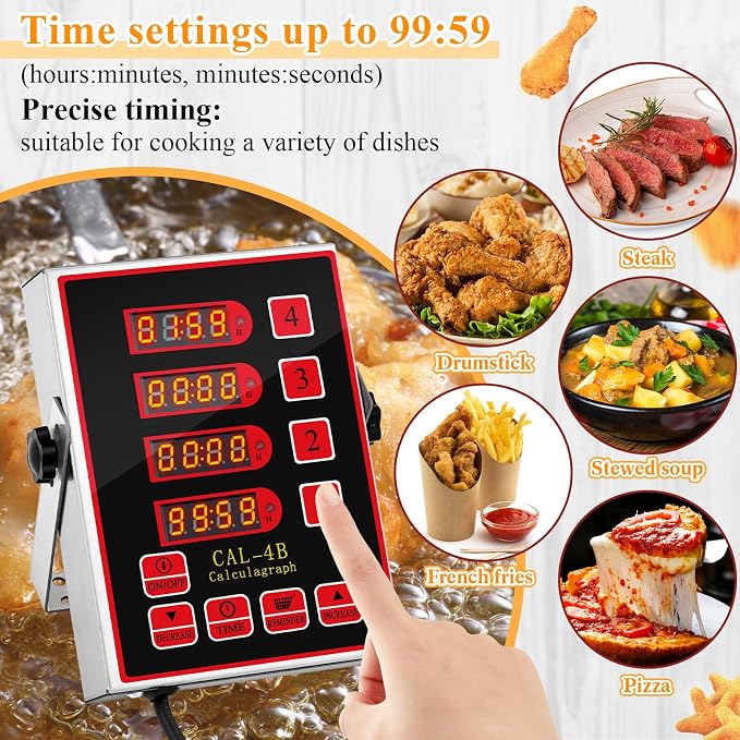 Relaxweex 1 Pack Commercial 4 Channel Digital Kitchen Timer, Wall Mount or - Image 2